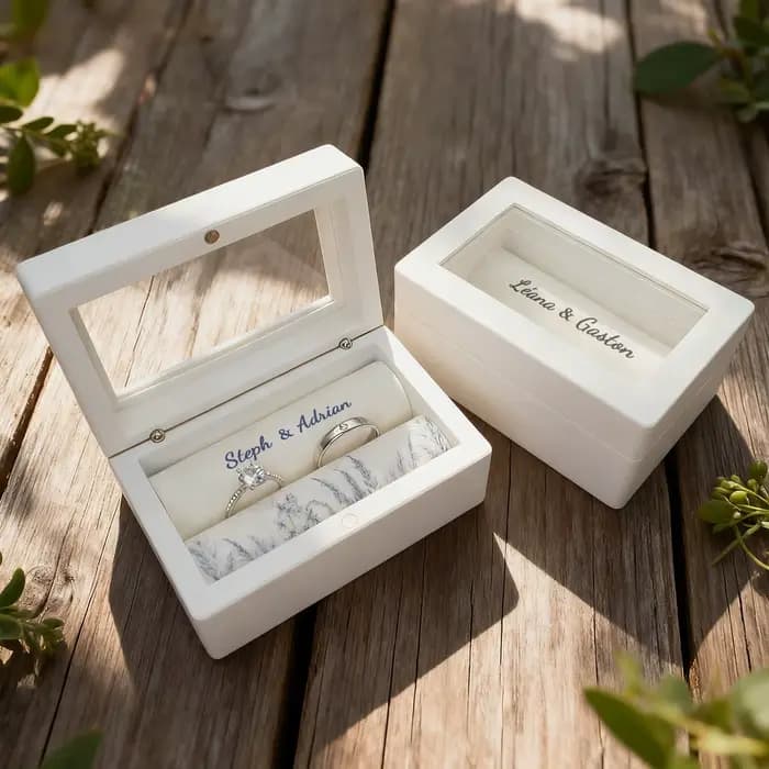 Support de boîte à bagues de mariage personnalisé