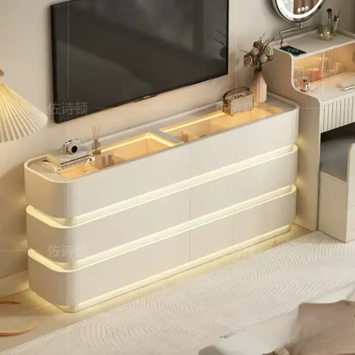 Meuble de rangement en bois avec vitrine pour objets de collection, style Lumières Nordiques, pour chambre et couloir