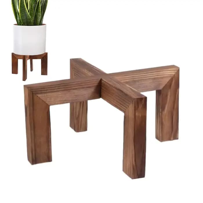 Support d'angle en bois pour plantes d'intérieur