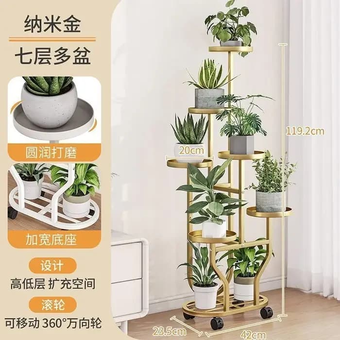 Support pour plantes, support pour fleurs, organisateur de pots de fleurs, fer à 9 couches, étagère de rangement pour plantes, support pour pots, rouleau organisateur