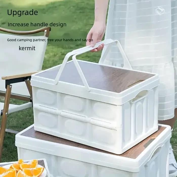 1 boîte de rangement de Camping en plein air avec poignée, boîte de rangement pliable de 15L, boîte de rangement Portable de Camping et de pique-nique, bagage de voiture