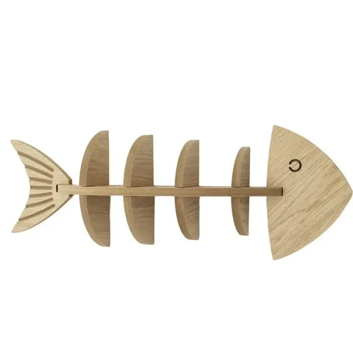 Étagère murale vintage en bois en forme de poisson, étagère multi-niveaux en forme d'arête de poisso