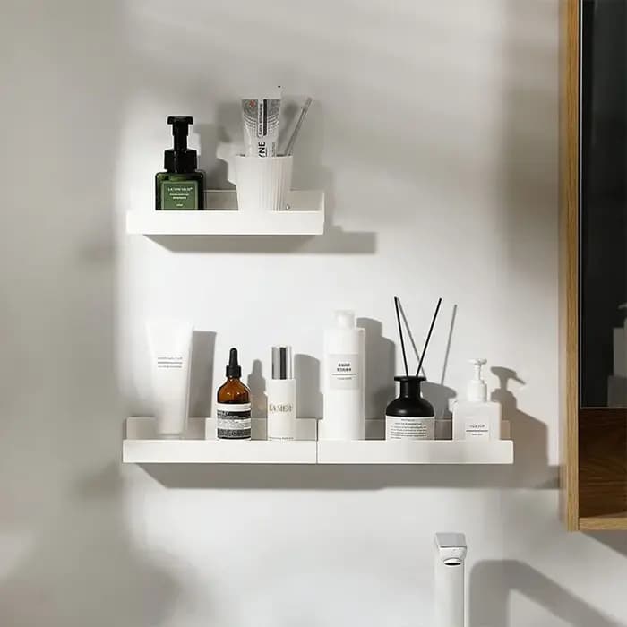 Organisateur de salle de bain HIPS en forme de T – Étagère murale sans perceuse pour armoires à miroir