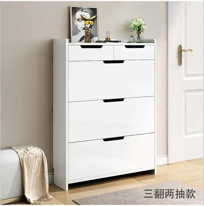 Armoire à chaussures pliante de rangement blanche au Design moderne avec bois multicouche pour meubles de salon