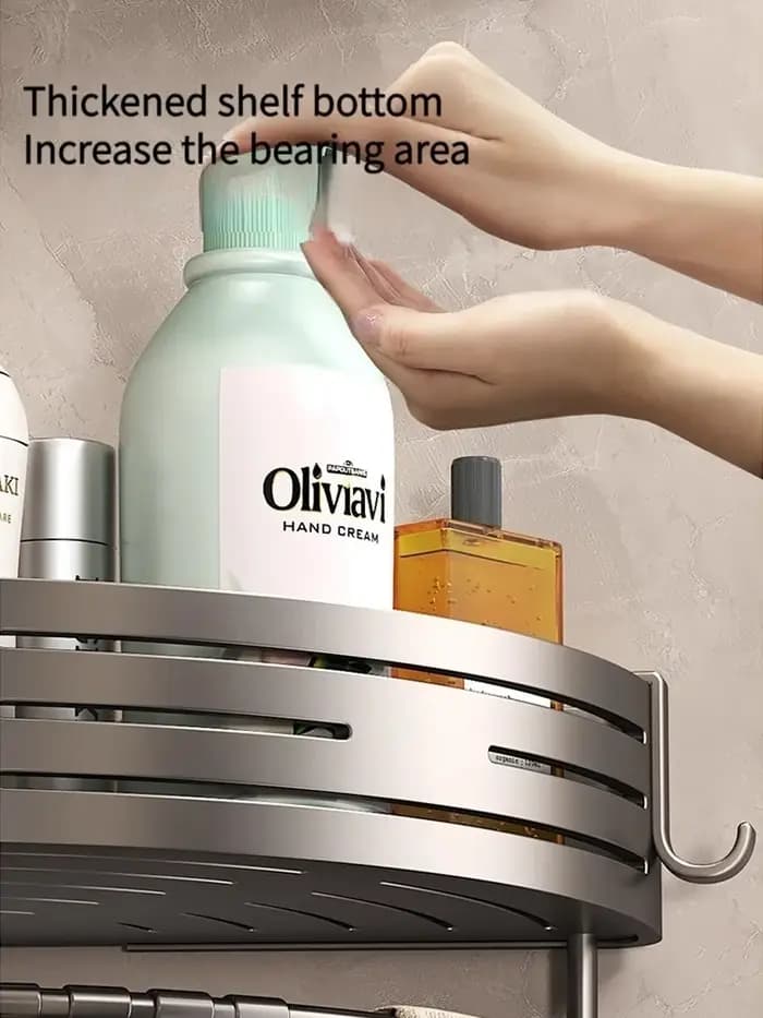 Étagère de salle de bain en aluminium sans perceuse