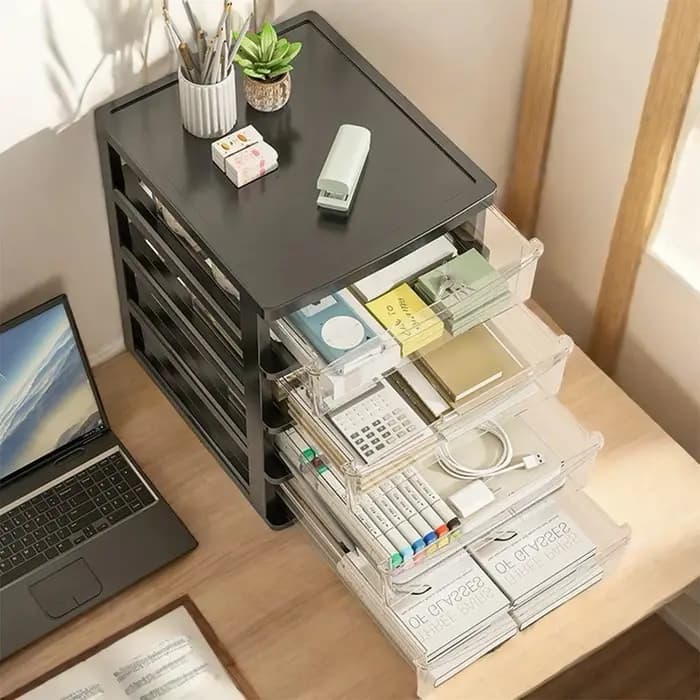 Boîte de rangement de bureau à 2-4 niveaux avec tiroirs
