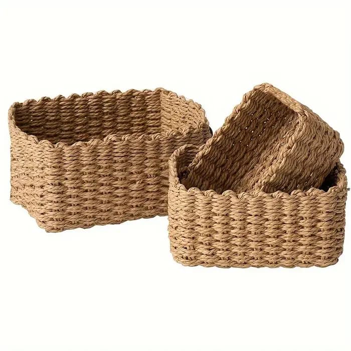 Ensemble de 3 paniers de rangement tressés