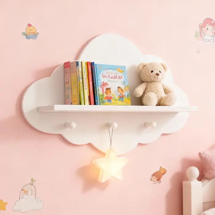 Étagère flottante en bois, support de rangement mural en forme de nuage, Design pour salon, chambre