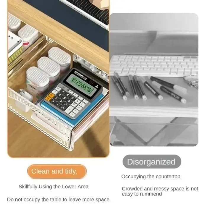Nouvelle boîte de rangement invisible sous le bureau, tiroir coulissant grande capacité à suspendre sous la table