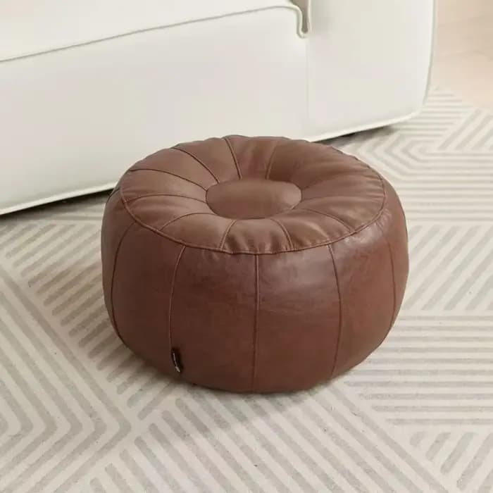 Pouf de rangement minimaliste antidérapant en similicuir, non rembourré, à remplir de vêtements, ban