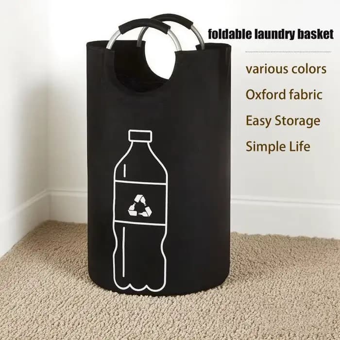 Panier de rangement pour linge 82L avec poignée en aluminium