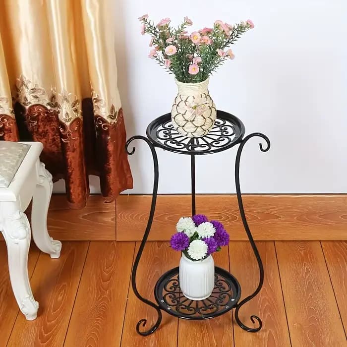 1pc support intérieur et extérieur Simple européen Double couche support de fleurs Pot de fleur salo