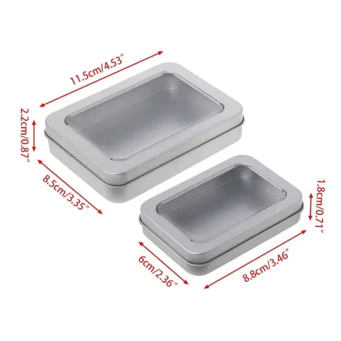 Boîte rangement en fer blanc avec fenêtre transparente