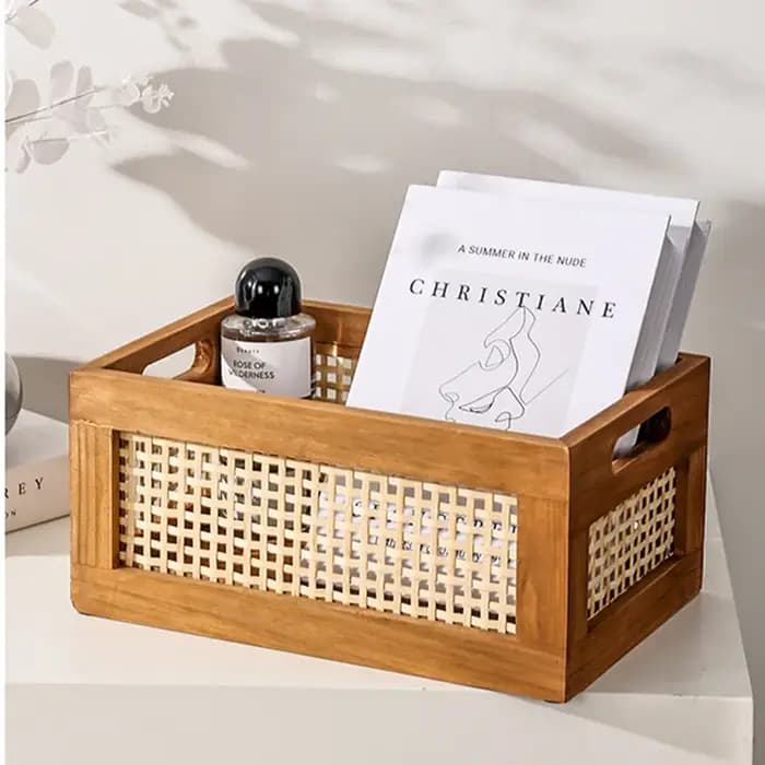 Boîte de rangement en bois massif pour cuisine