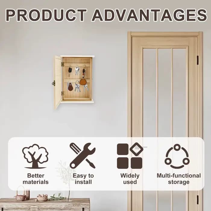 Boîte à clés en bois, armoire de rangement