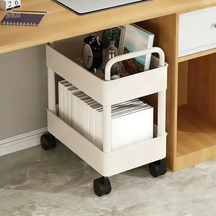 Étagère de rangement de cuisine à 2 niveaux avec roulettes