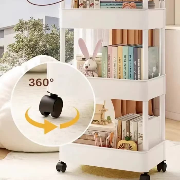 Chariot de rangement roulant en plastique avec poignée et roues, organisateur gain de place pour cuisine, salon, bureau, espaces étroits et fentes