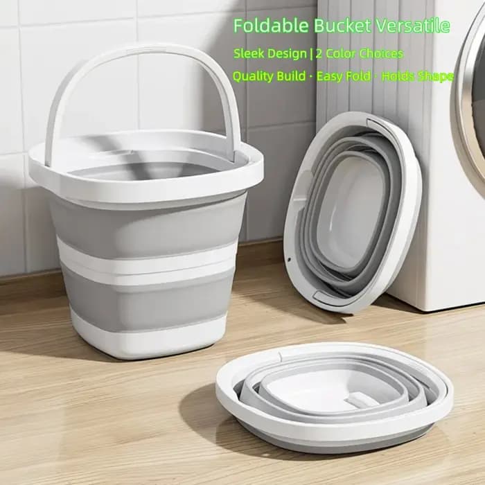 Seau pliable avec poignée pour un rangement facile, idéal pour la pêche, le camping, les voyages et diverses utilisations en extérieur