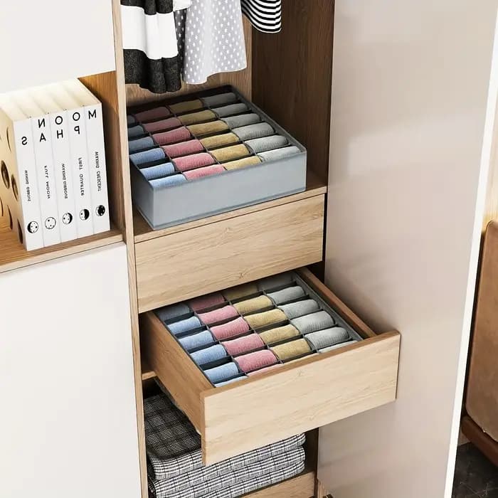Boîte de rangement en tissu avec 24 compartiments