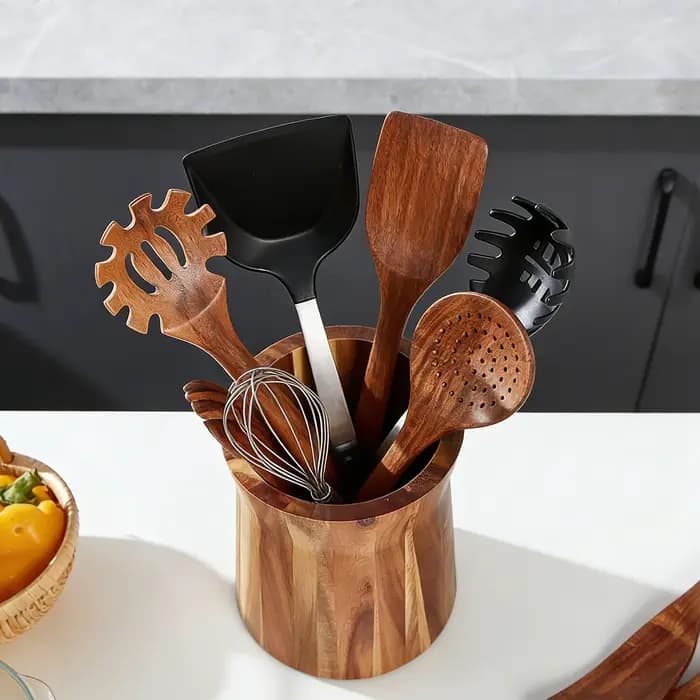 Organisateur de cuisine en bois naturel