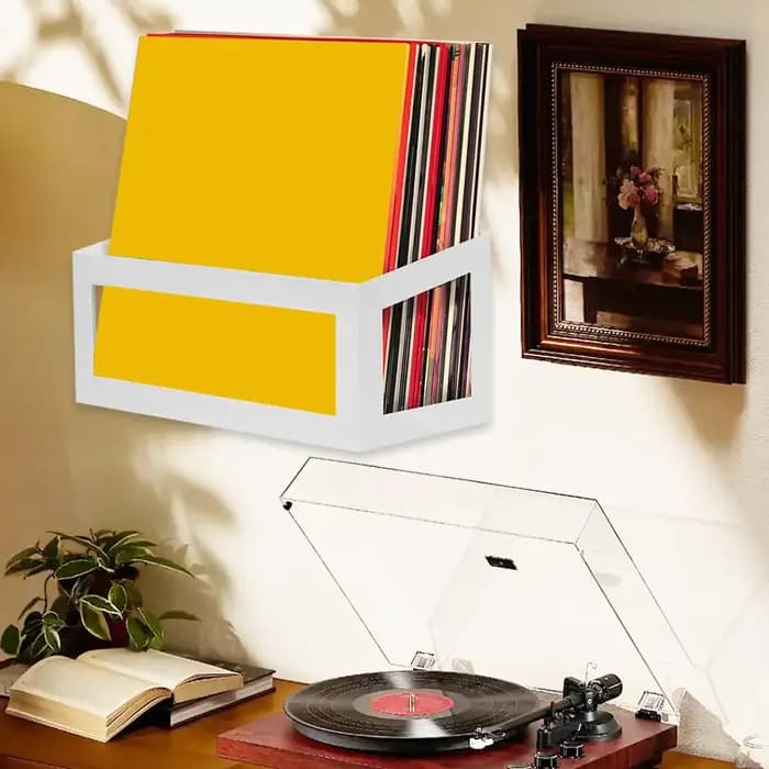 Étagère murale moderne en métal pour disques vinyles et CD