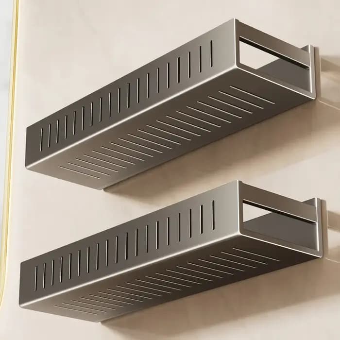 Étagère murale gris anthracite sans perçage pour salle de bain