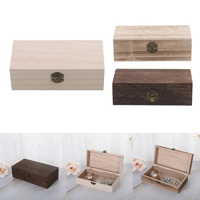 Boîte de rangement rectangulaire en bois Durable 20x10x6 Cm