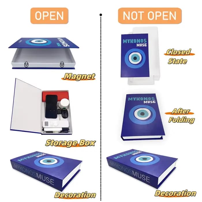 Ornement d'étagère de boîte de rangement de faux livres