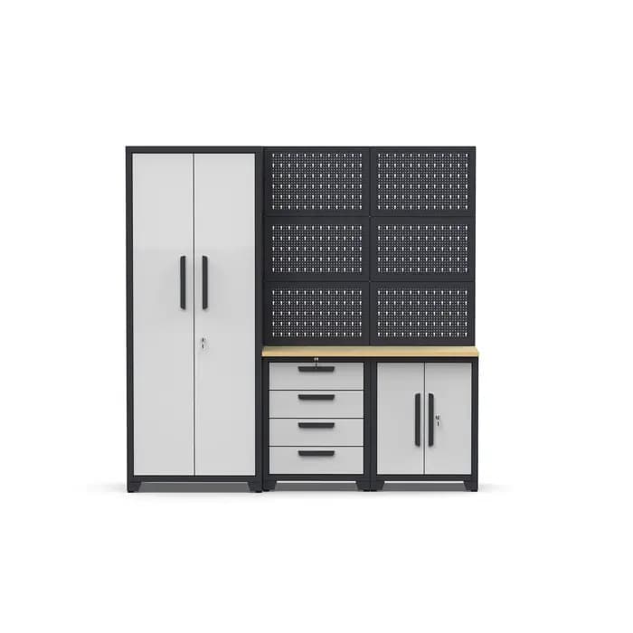 Système d'armoires d'atelier robustes modulaires | Poste de travail professionnelle de stockage de garage avec boîte à