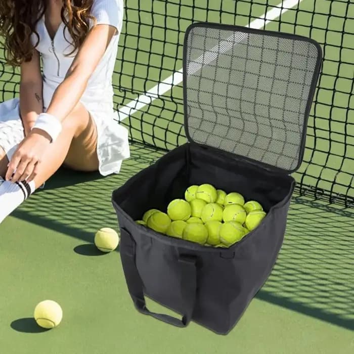 Sac de chariot de balle de Tennis pouvant contenir 160 balles, sac de rangement en tissu Oxford de grande capacité, panier de balle de Tennis Compact noir pour l'enseignement