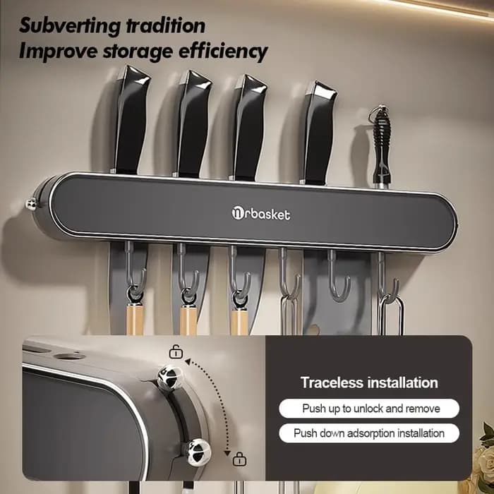 Étagère de rangement murale non perforée pour la cuisine