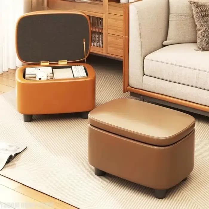 Pouf de rangement - Canapé organisateur rembourré avec compartiment caché pour salon