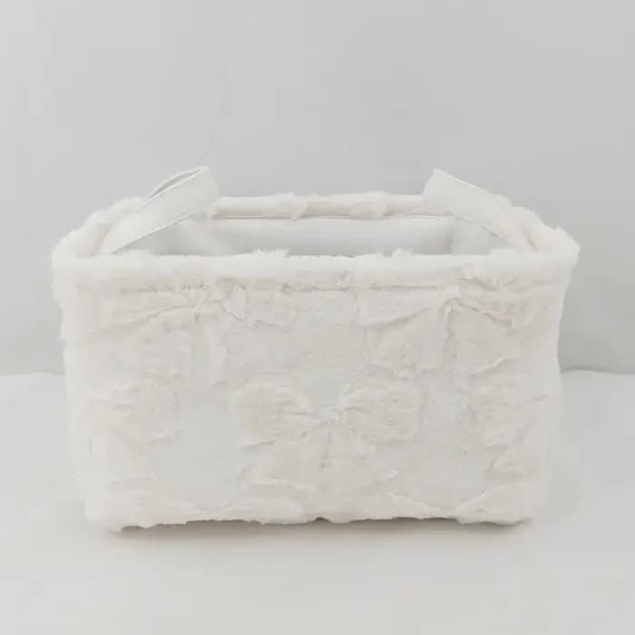 Panier de rangement en tissu flanelle avec poignée