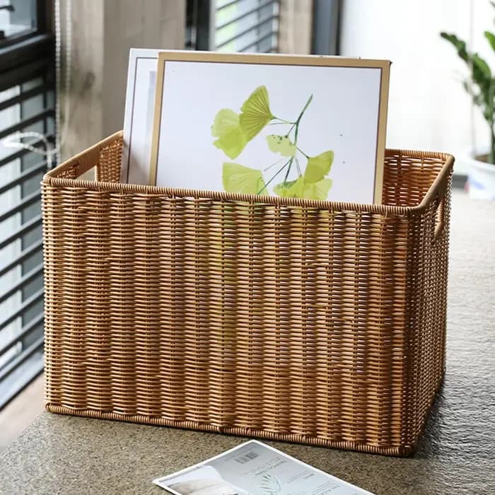Boîte de rangement tissée à la main, grand panier de rangement pour vêtements tissés, cuisine, chambre à coucher, salon, vêtements d'épicerie, organisateur d'articles divers