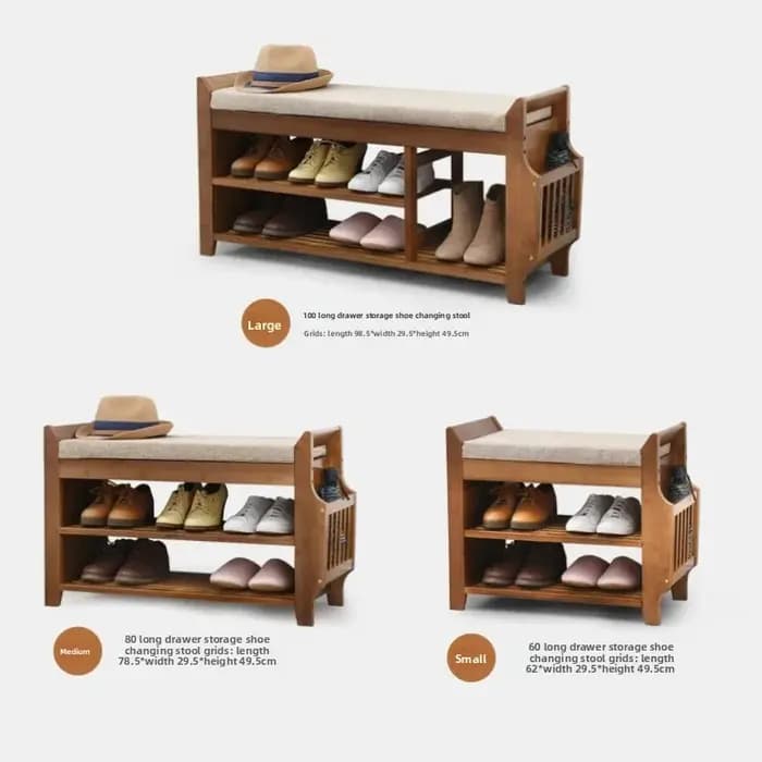 Banc de rangement de chaussures en bambou avec tiroir