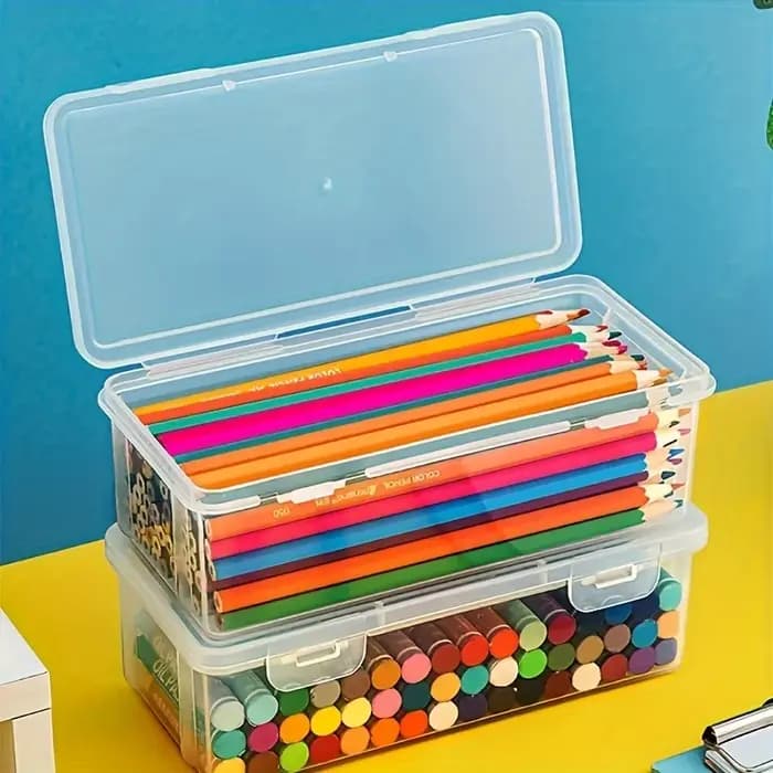 4 grandes boîtes de rangement transparentes en PP avec couvercles