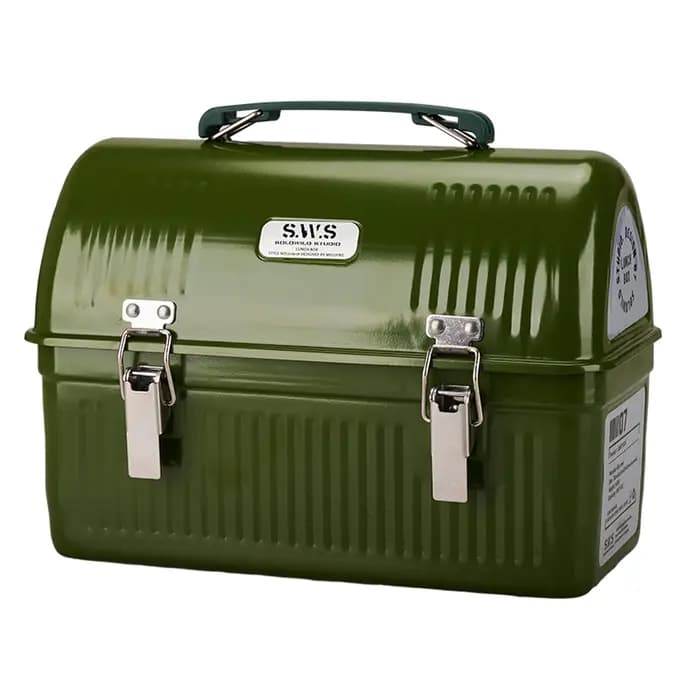 Boîte à déjeuner en métal Vintage avec poignée et loquet