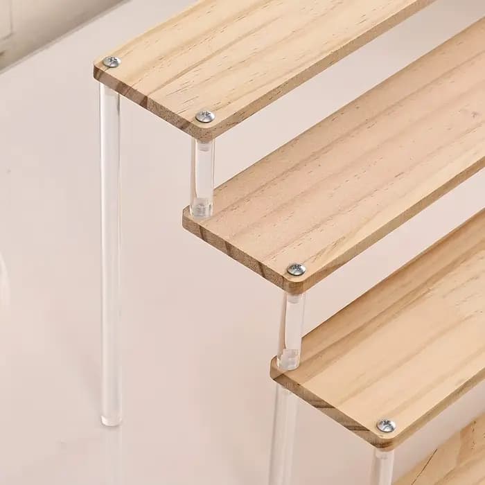 Étagère de présentation transparente en bois, étagère de rangement pour parfums, étagère de décoration multifonctionnelle, utilisée pour les cosmétiques, le vernis à ongles, les poupées