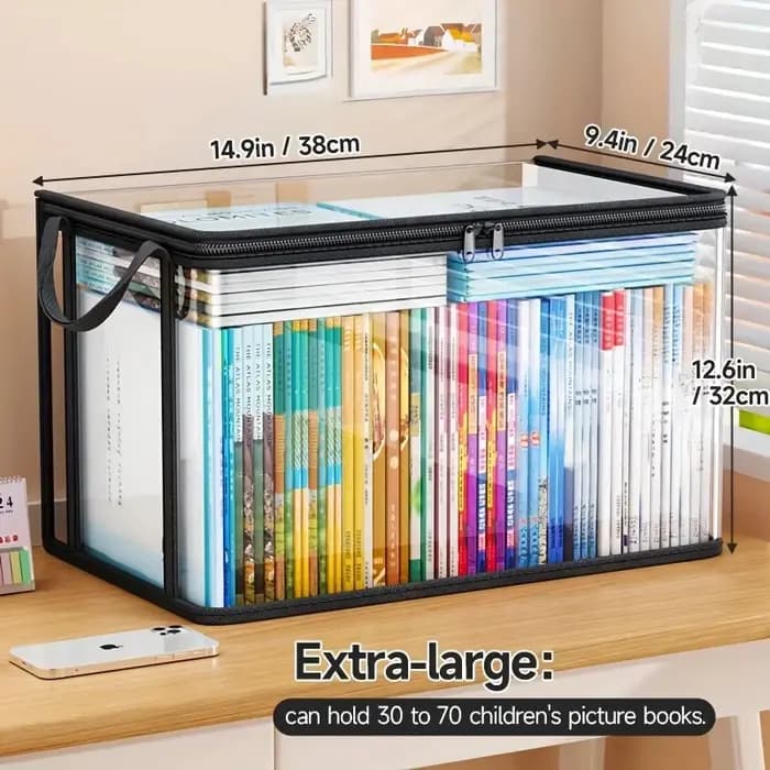 Sac de rangement en PVC avec couvercle rabattable et fenêtre de visualisation