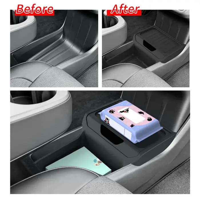 Smabee pour Tesla Model Y Juniper RWD Standard 2026 2025 – Boîte de rangement centrale inférieure en TPE
