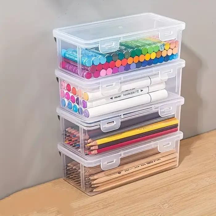 4 grandes boîtes de rangement transparentes en PP avec couvercles