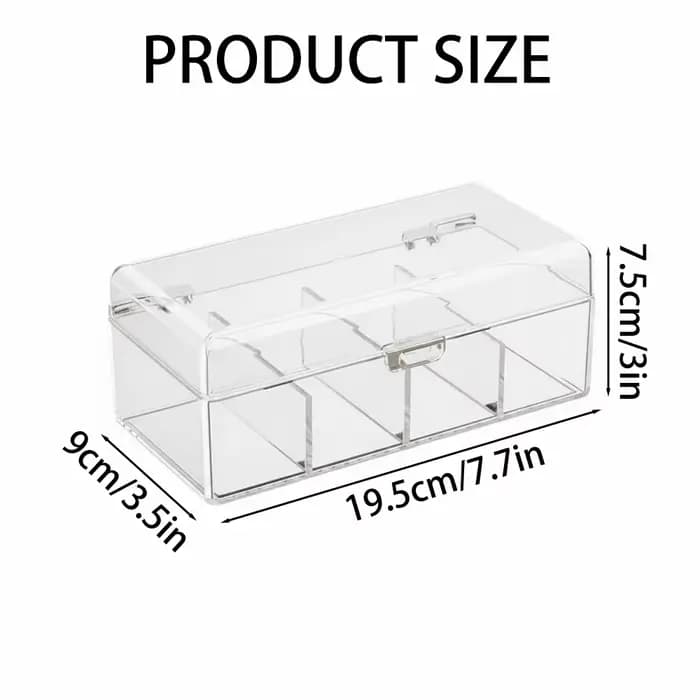 Boîte de rangement à 4 compartiments avec couvercle, boîte de rangement pour sachets de thé, organis