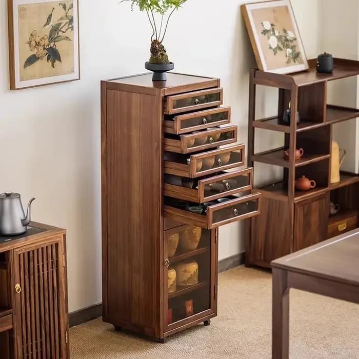 Tiroirs armoires de salon classiques affichage marron moderne rangement