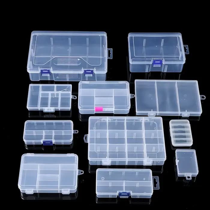 Boîte de rangement en plastique transparent, petite boîte carrée multi-styles pour bijoux, broderie