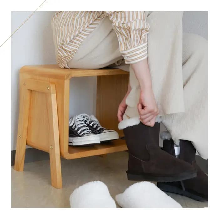 Banc de rangement polyvalent en bois créatif japonais