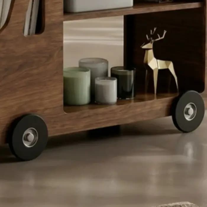 Table basse vintage avec rangement sur roulettes