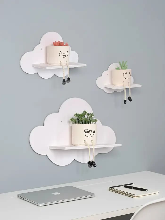 Ensemble de 3 étagères d'angle flottantes Beskadi Cloud
