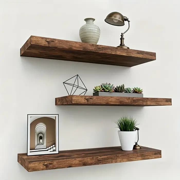 2/4 pièces Étagère murale flottante moderne en bois