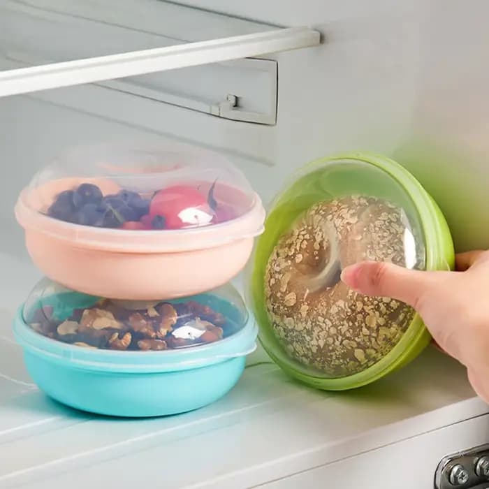 Récipient alimentaire rond transparent micro-ondable