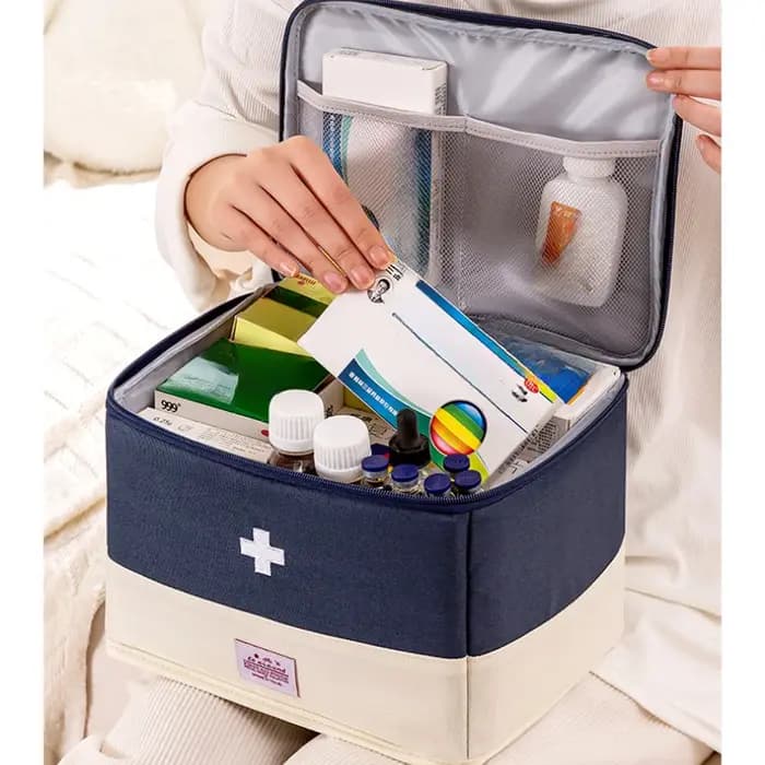 Boîte à médicaments en tissu Oxford de grande capacité
